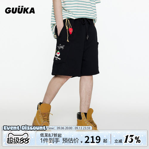 GUUKA夏季毛绒爱心短裤