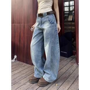 straight leg curved American jeans loose knife women retro