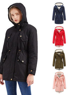 Women hooded Parker fleece cotton jacket秋冬女棉衣女连帽派克