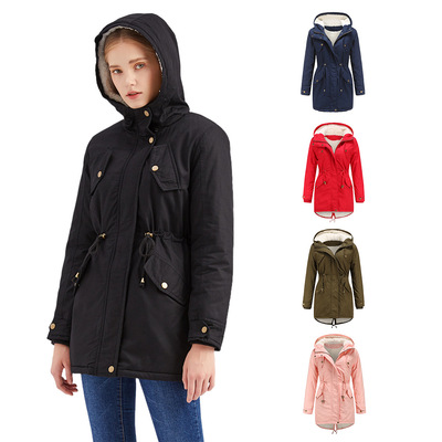 Women hooded Parker fleece cotton jacket秋冬女棉衣女连帽派克