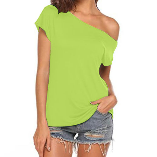 Milk Silk Summer Off Shoulder Women's Short sleeved T-shirt