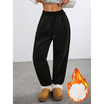 Casual women's loose velvet sweatpants休闲裤女加绒加厚卫裤