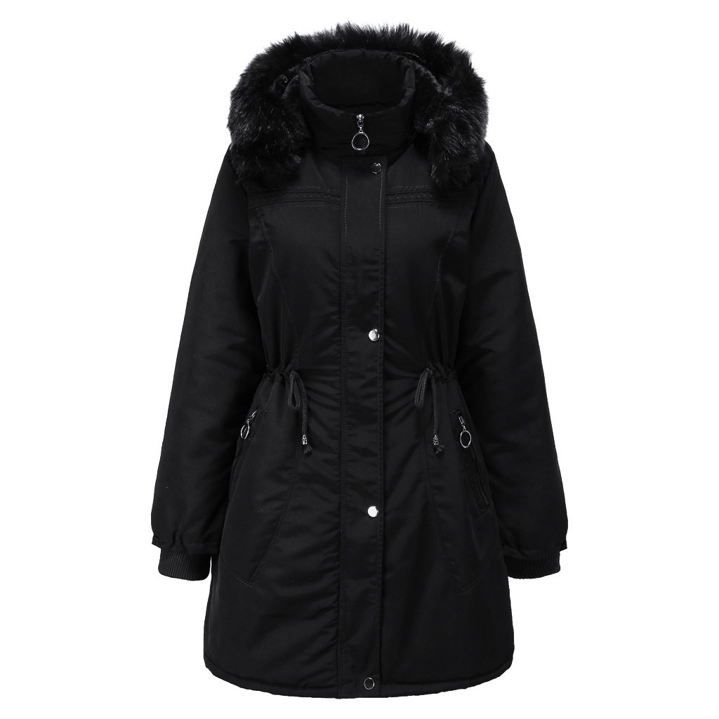 Women plus size hooded cotton jacket女棉衣抓绒衣中长大码连帽