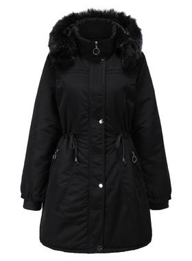 Women plus size hooded cotton jacket女棉衣抓绒衣中长大码连帽