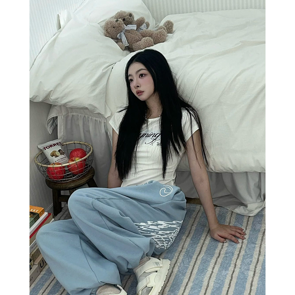 时尚女装复古潮流休闲裤timu跨境新款宽松直筒阔腿百搭长裤子
