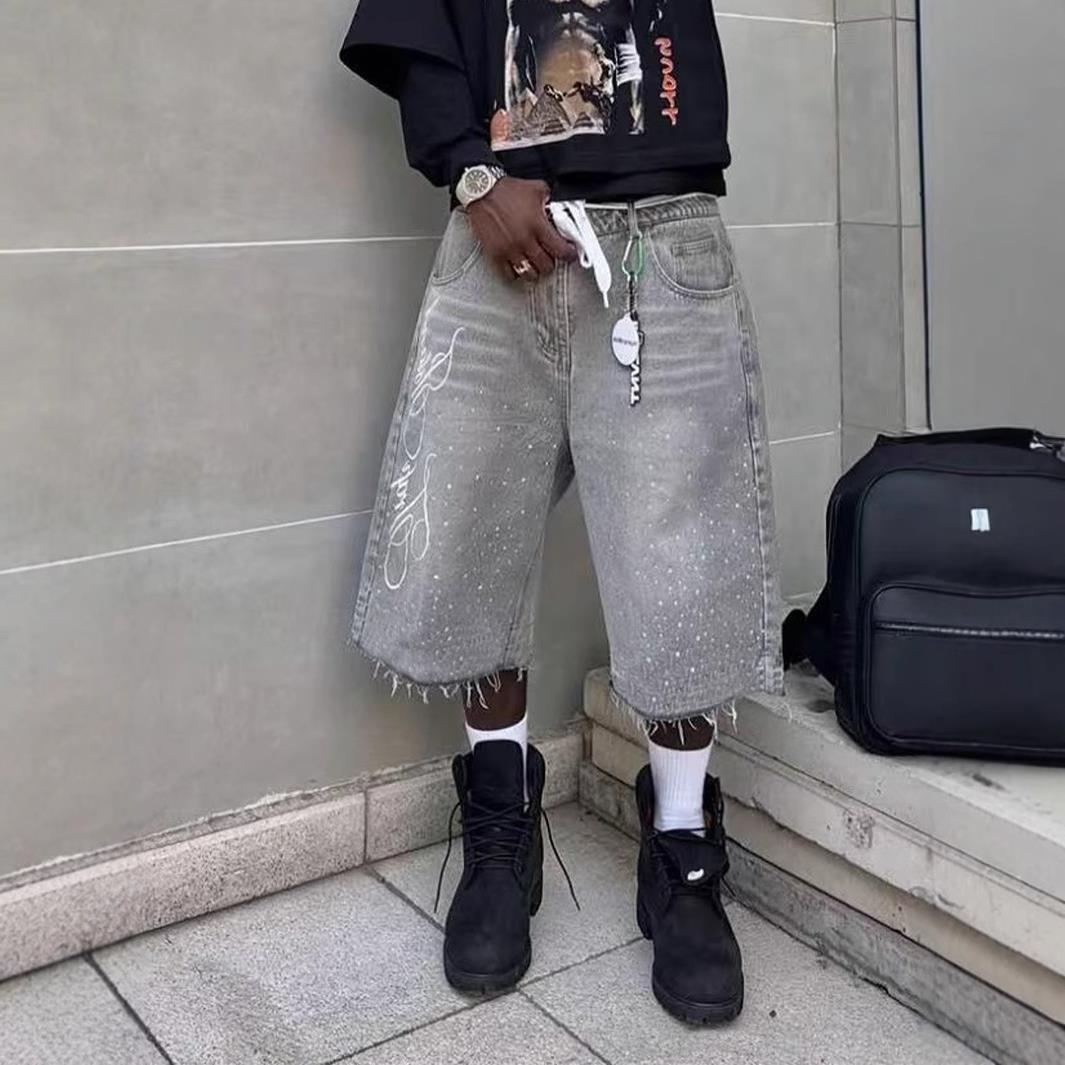 Retro washed high street denim shorts复古水洗高街牛仔短裤
