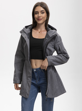 Women assault suit with fleece jacket连帽冲锋衣女冬加绒外套