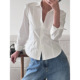 修身 casual sleeved Women 衬衫 long shirt女跨境小众潮流长袖