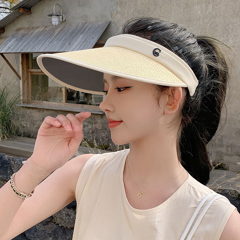 大帽檐发卡式空顶帽子女士遮脸防晒遮阳帽女款2023新款夏季太阳帽