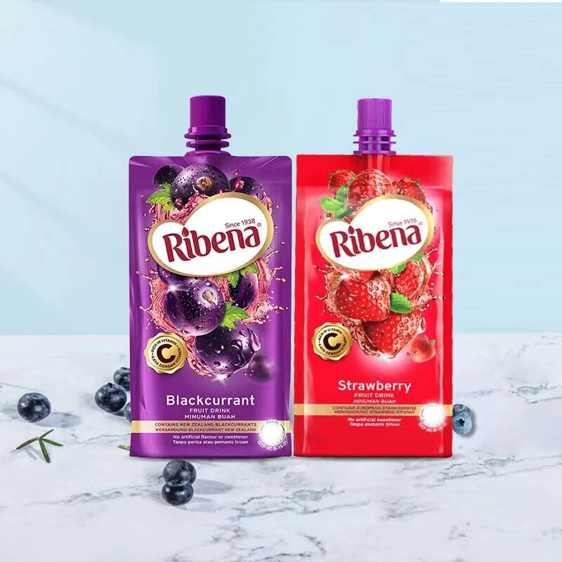 菲律宾进口利宾纳黑加仑子汁草莓味果汁饮料袋装330ml风味饮品