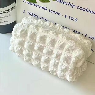 超软奶油泡芙笔袋ins小众不撞款柔软大容量文具收纳袋化妆包笔袋
