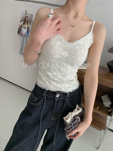 纯欲蕾丝吊带内衣女夏自带胸垫免穿文胸性感显瘦背心内搭打底上衣