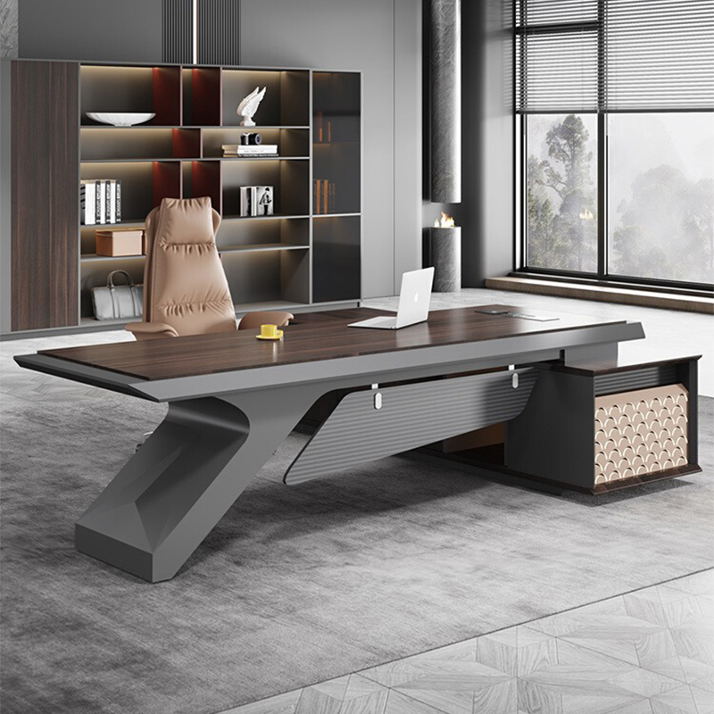 简约老板桌烤漆办公室大班台轻奢