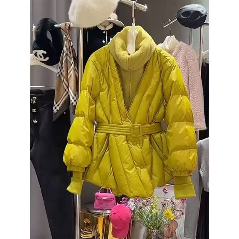 收腰棉衣外套女短款2020冬季新款修身显瘦菱形格子面包服羽绒棉服