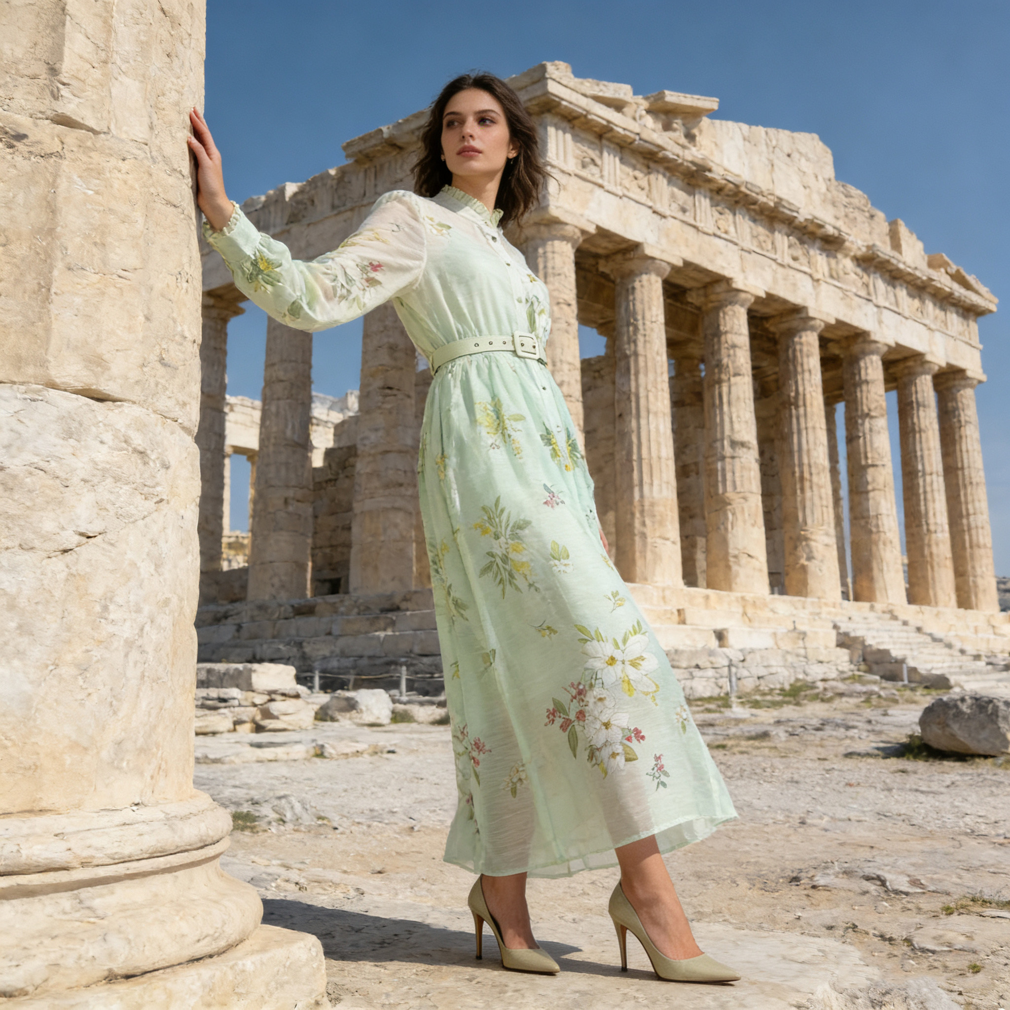 法式优雅名媛气质两件套连衣裙木耳边拼接单排扣灯笼袖大摆长裙,女装/女士精品,连衣裙,淘宝优惠券,粉丝福利购,淘宝优惠卷