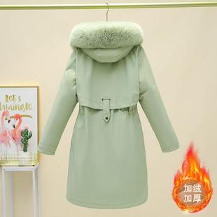 新款派克棉服女中长款2024大码韩版加绒棉衣棉袄外套加厚冬天棉袄