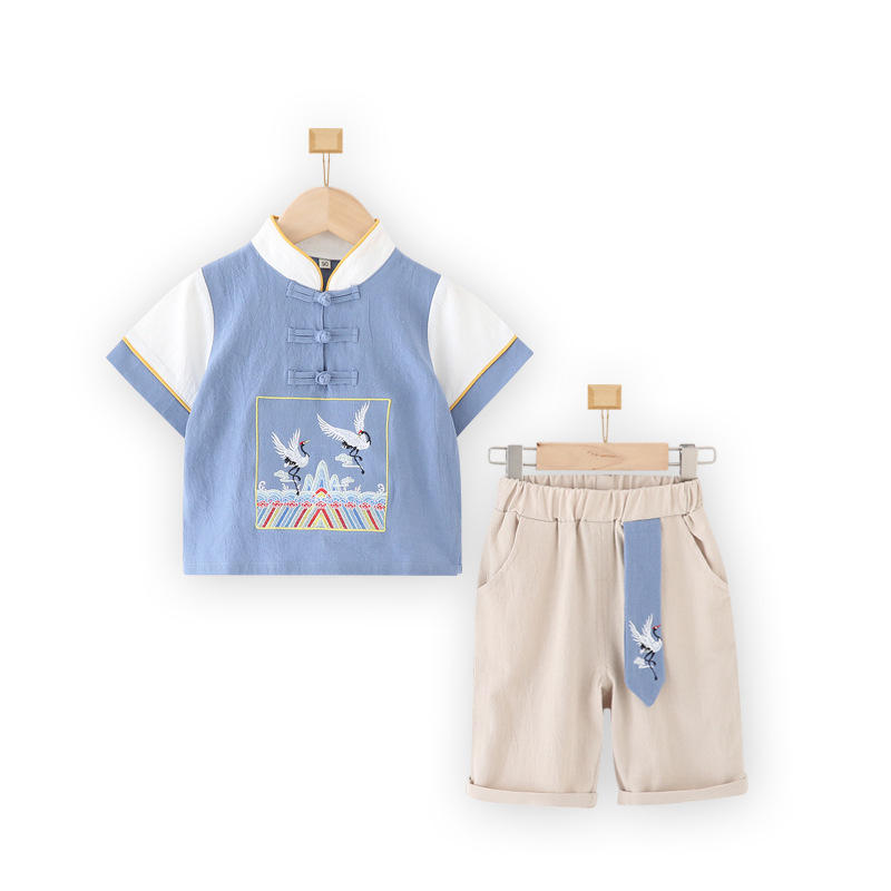 儿童汉服男童唐装刺绣一品文官夏