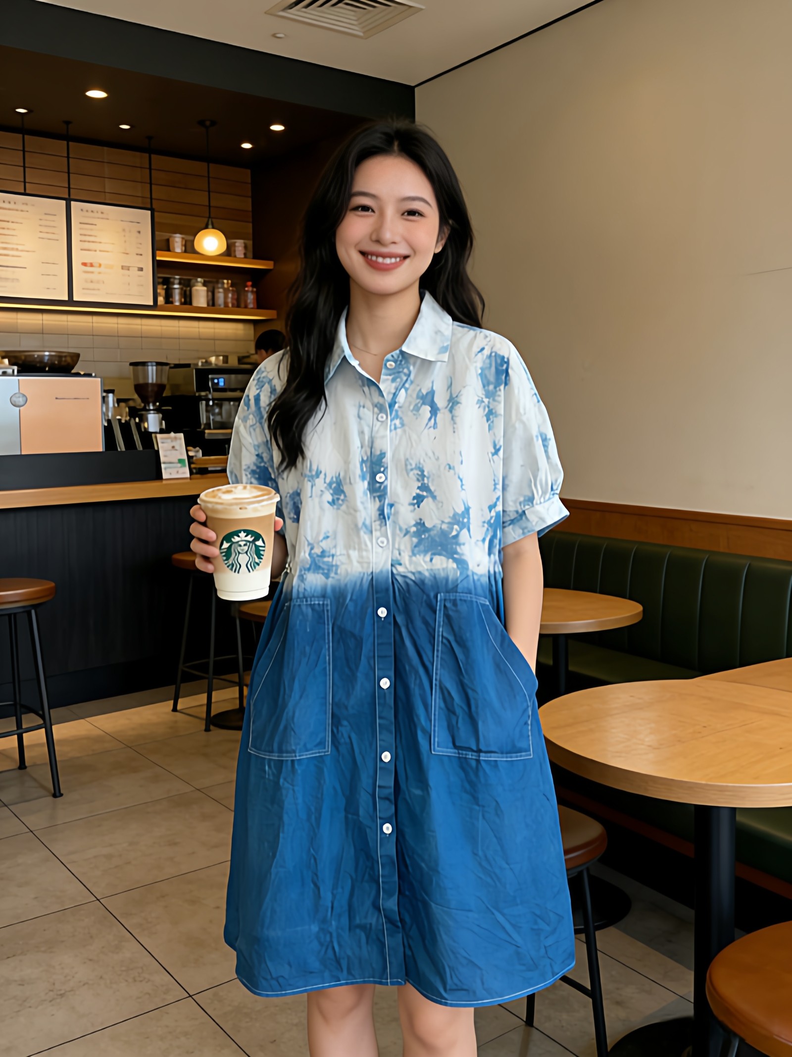 扎染衬衫连衣裙女2026春夏新连衣裙