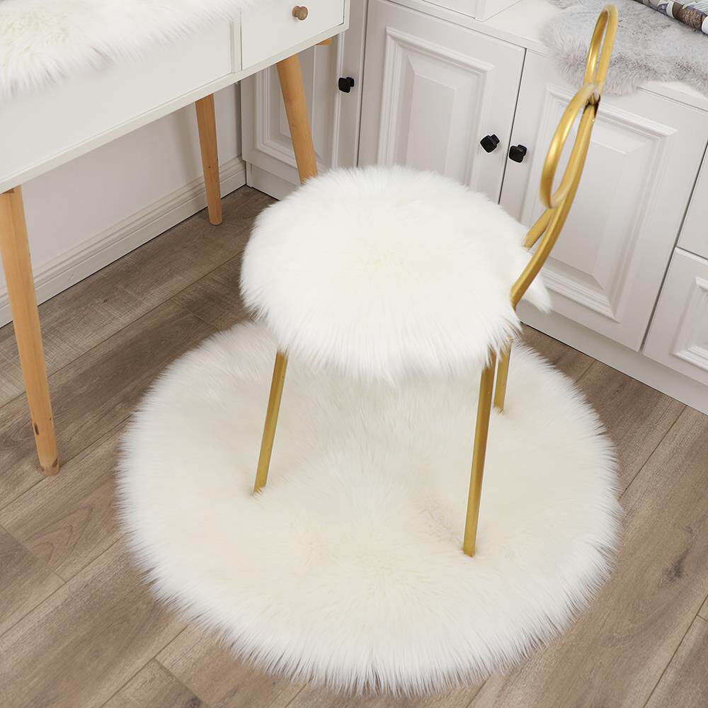 圆形地毯卧室床边长毛绒地毯客厅化妆椅垫可爱仿羊毛拍照阳台装饰