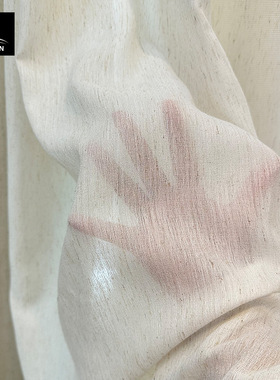 小红书新款复古亚麻纱帘透光不透人氛围感高级阳台客厅秋实窗纱