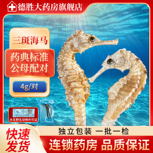 三斑海马中药饮片一公一母配对海马中药材正品泡酒煲汤4g三班干货
