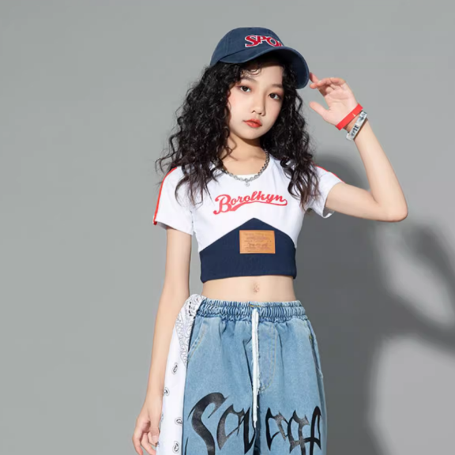 街舞舞蹈服爵士舞嘻哈jazz舞蹈服装练功服hiphop儿童街舞潮服T恤