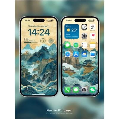 20张鎏金山水4K超清国风壁纸 手机安卓iPhone壁纸苹果全画幅无损