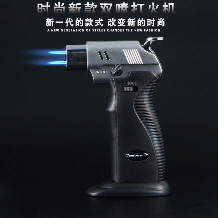 奥麦双头打火机小喷火枪防风雪茄烘焙经典双直冲高颜值双头点火器
