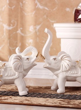 轻奢陶瓷大象摆件创意家居客厅电视柜酒柜装饰品乔迁新居吉祥