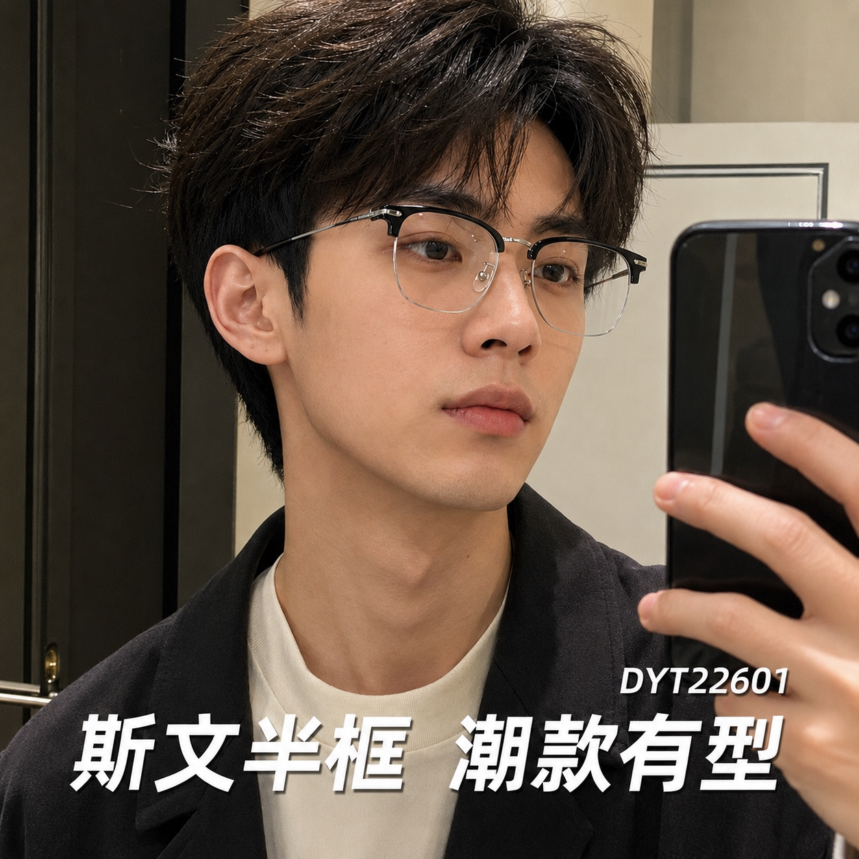 丹阳眼镜近视男款斯文潮款眉线框钛合金可配防蓝光有度数眼镜架