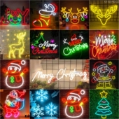 圣诞节装 饰氛围灯Merry Christmas圣诞树挂灯led霓虹灯发光牌定制