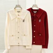 学院少女感可拆卸翻领针织毛衣开衫 2025秋冬新款 女装 TTCK254CC1A