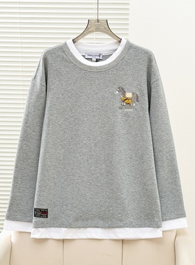 2026春季新款女装学院风时髦撞色拼接圆领长袖T恤TTLA2611C1K