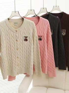 2025秋季新款女装学院风软糯绞花针织毛衣开衫外套TTCK258906R