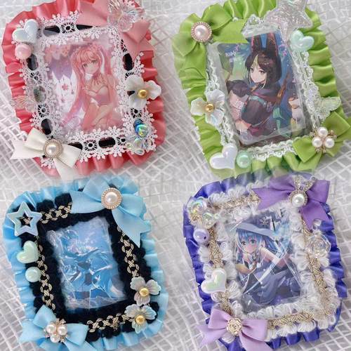 丝带长方形吧唧卡套吧唧谷子徽章展示痛包挂件甜美卡套