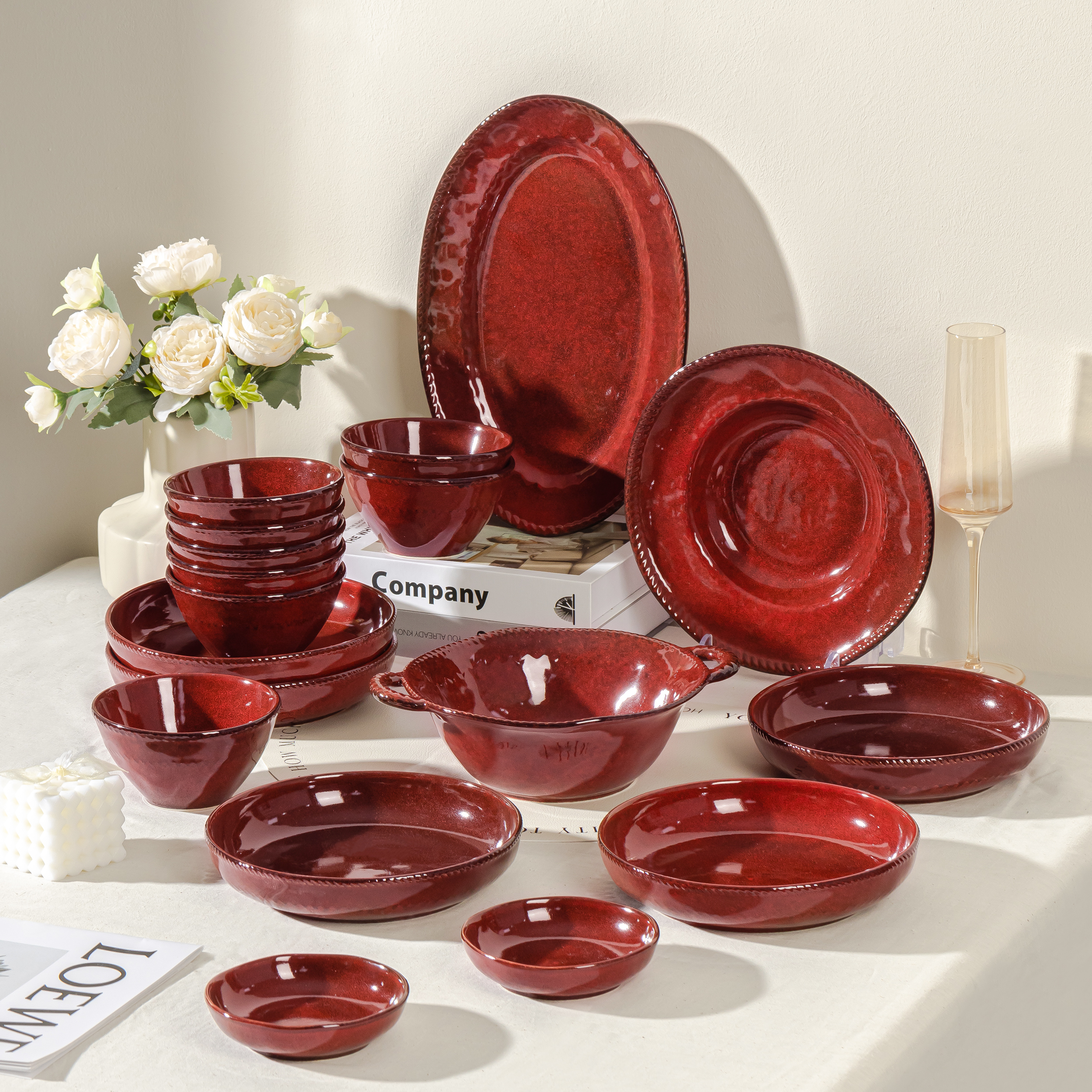 中古风餐具碗盘套装家用结婚礼物