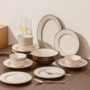 家用中古风陶瓷结婚礼物 高颜值餐具碗盘套装 碗碟套装 家用2025新款