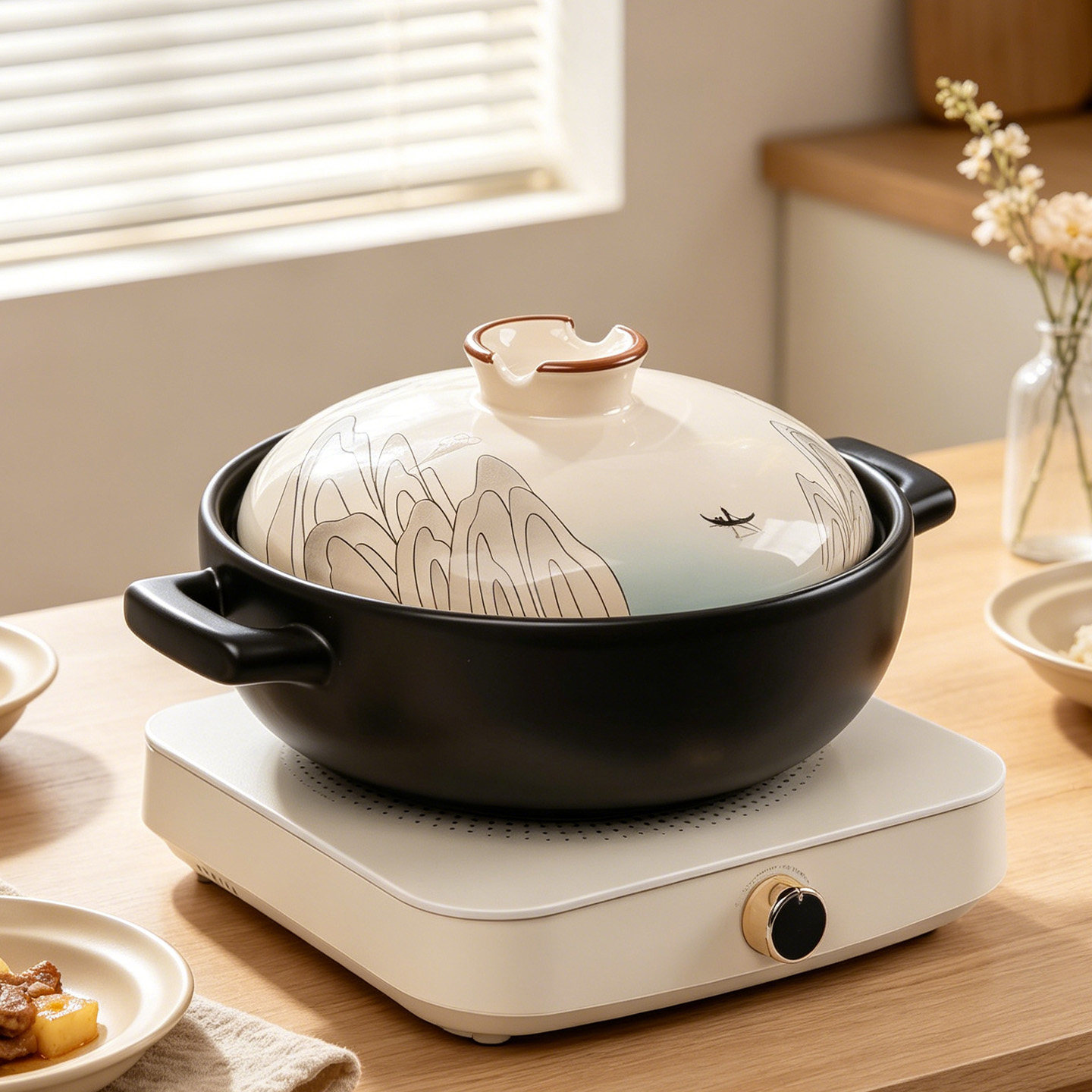 砂锅家用电磁炉燃气灶通用煲仔饭专用耐高温干烧不裂陶瓷砂锅石锅