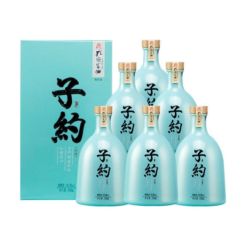 曲阜发货 孔府家 子约畅饮版 40.9度浓香型白酒 500mlx6瓶整箱装