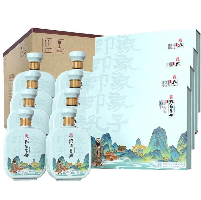 孔府家 儒雅礼盒 52度浓香型白酒 500mL 8瓶(4盒)山东名酒整箱