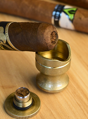 纯铜雪茄托架二合一开孔器便携单只雪茄支架雪茄钻刀烟具配件礼盒