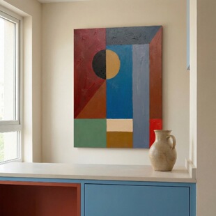 后现代几何客厅装 饰画卧室床头艺术挂画 日夜对半 umbluela原创