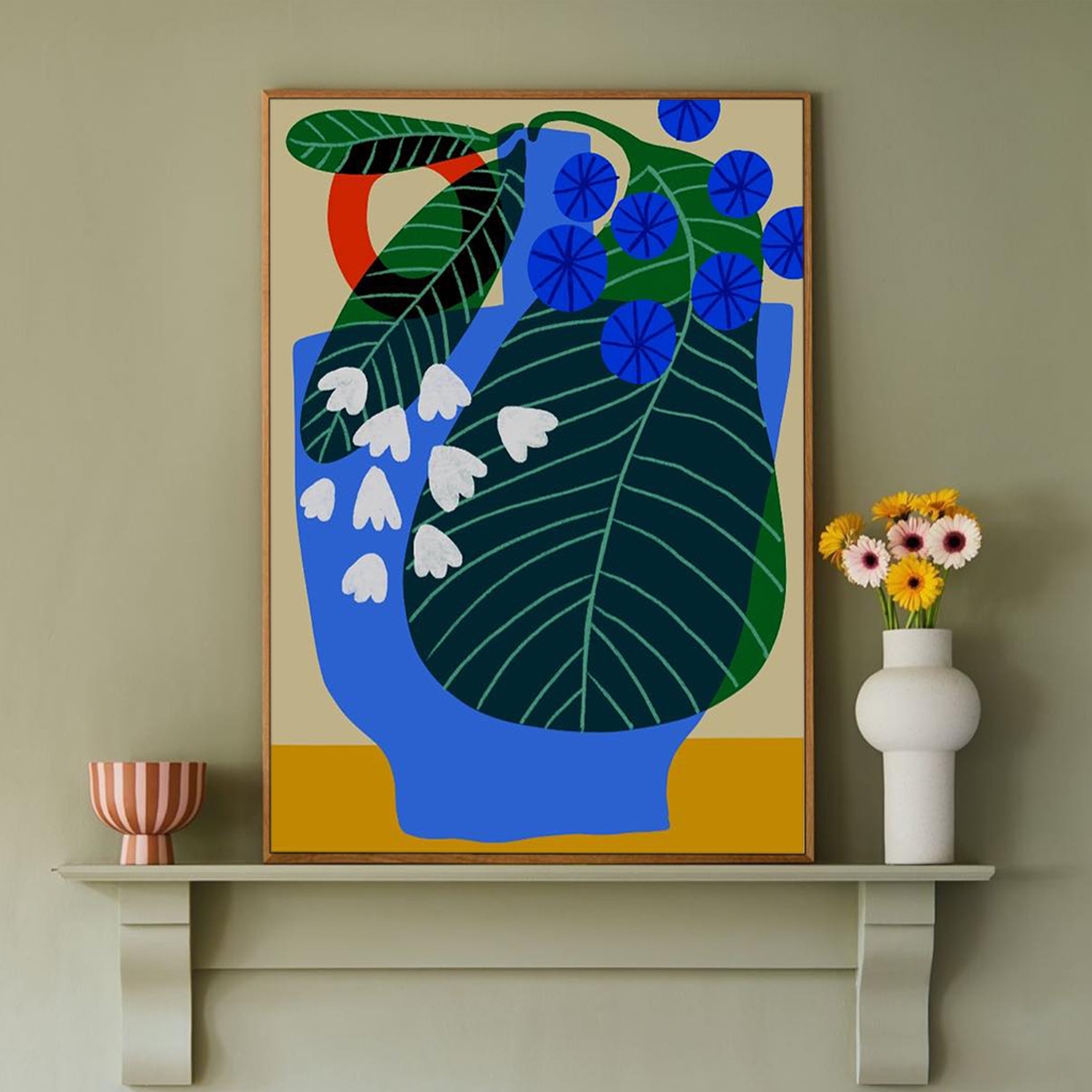 umbluela 北欧ins风花卉装饰画客厅书房竖版挂画小众卧室床头壁画图片