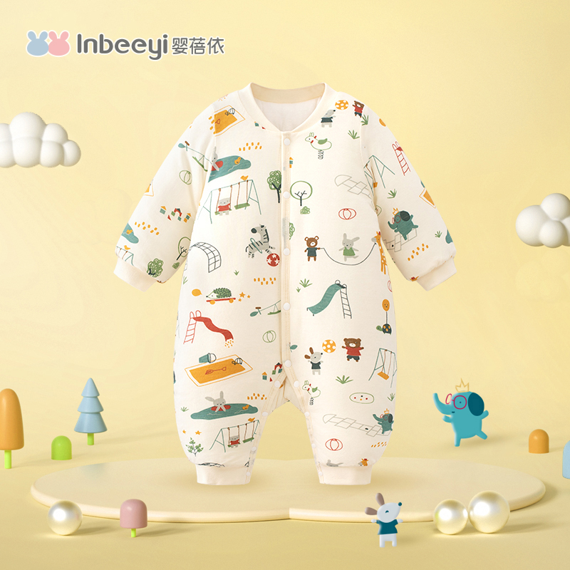 婴儿棉服连体衣夹棉秋冬季套装新生儿棉衣服宝宝保暖哈衣加厚冬装