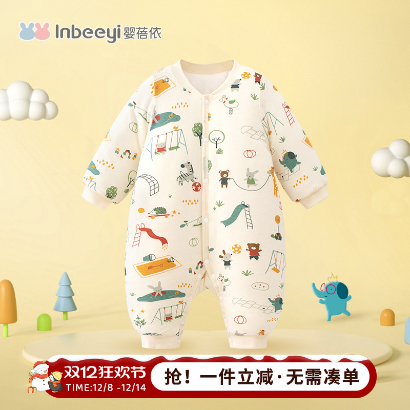 婴儿连体棉服加厚夹棉哈衣