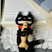 原创设计可爱黑猫布艺包挂件钥匙扣复古卡通挂饰情侣礼物