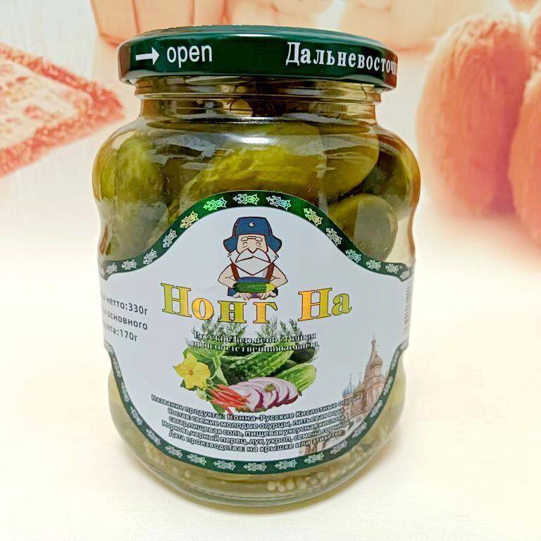 俄罗斯风味越南进口农娜酸黄瓜瓶装罐装低脂泡菜咸菜烤肉正宗原装