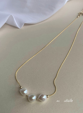 精致感~14k包金豆豆珍珠蛇骨链