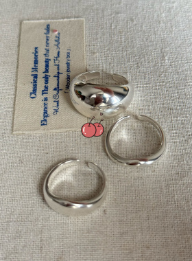 胖墩墩~小众设计光面宽版弧度个性戒指女简约食指戒通体s925纯银