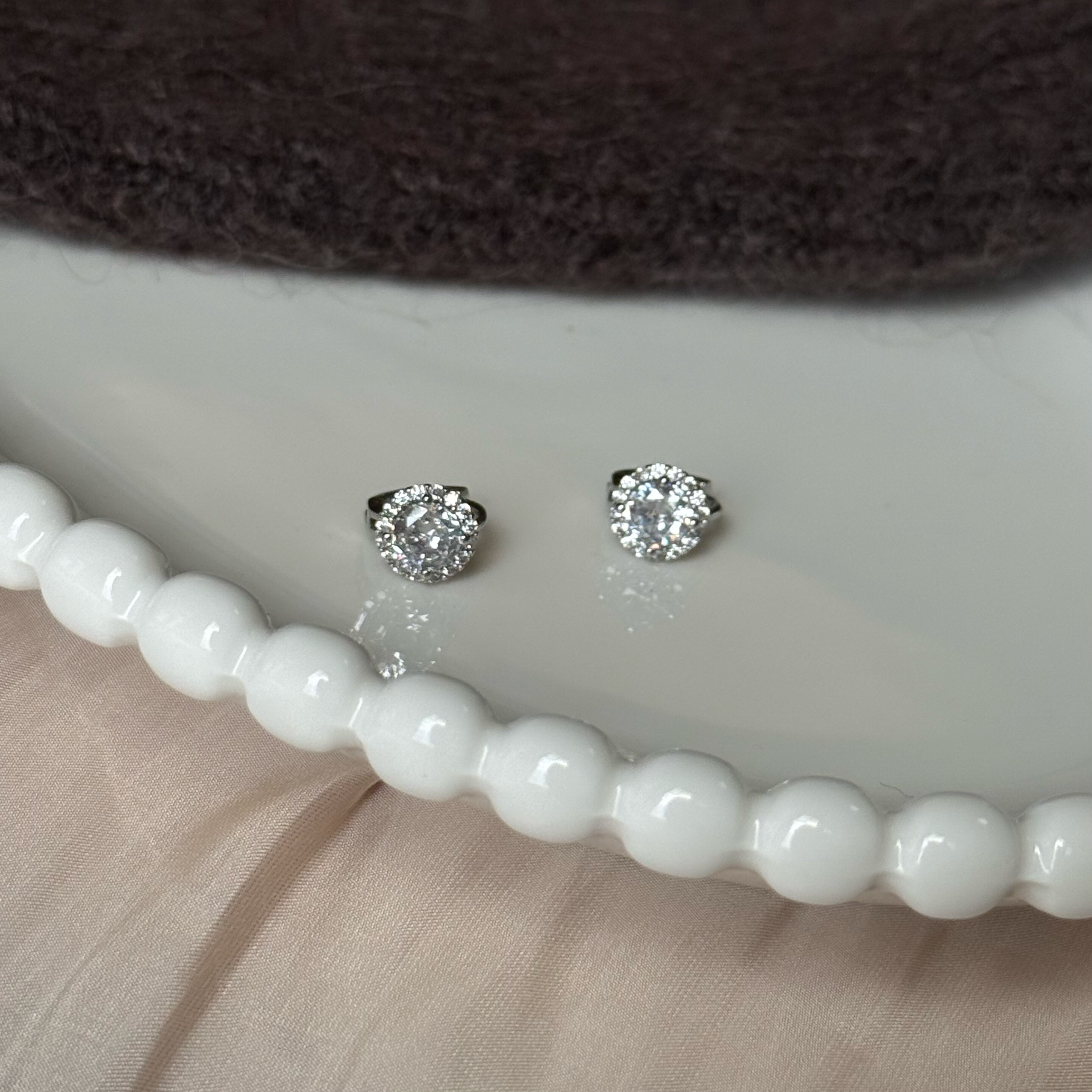 经典百搭超闪满钻圆形耳扣轻奢高级感耳环小巧小众设计感耳饰精致